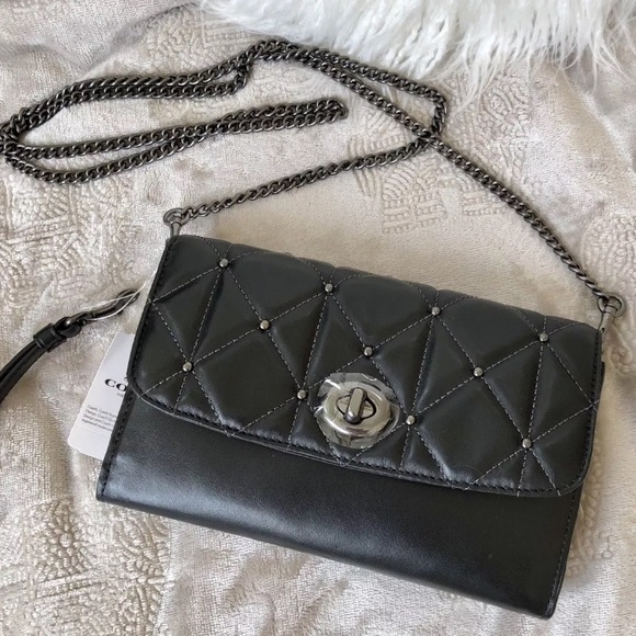 Coach Handbags - Authentic Coach Quilted studs chain Leather Crosby